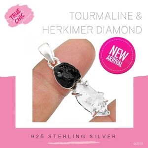 Herkimer Diamond & Tourmaline Pendant
